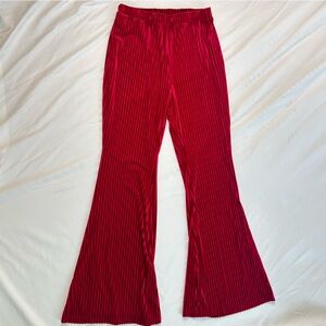 Boho Red Velvet Flare Leggings